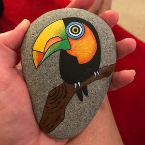 Hand-painted Parrot Rock